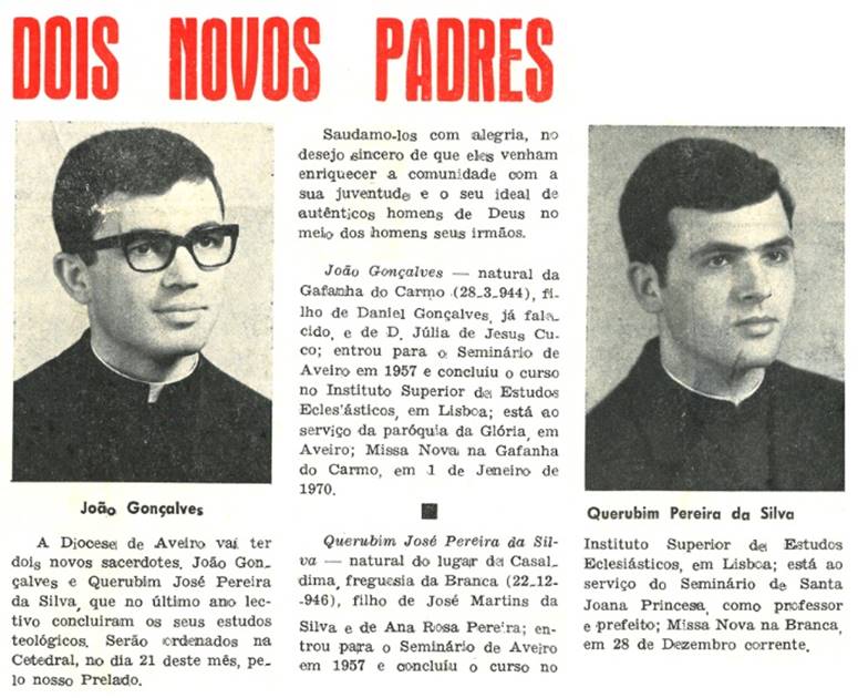 Acontece | CELEBRAÇÃO DE AÇÃO DE GRAÇAS PELOS 50 ANOS DE ORDENAÇÃO PREBITERAL DOS PADRES JOÃO GONÇALVES E QUERUBIM SILVA