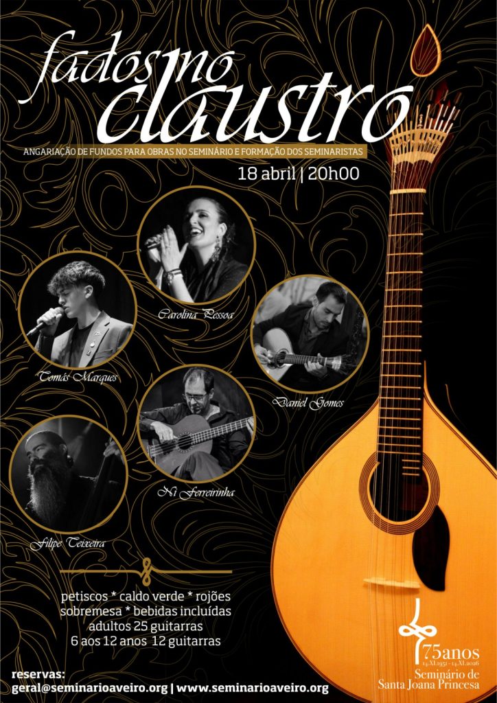 Acontece | [Seminário de Aveiro, 18 de abril de 2026, 20h.] Fados no Claustro